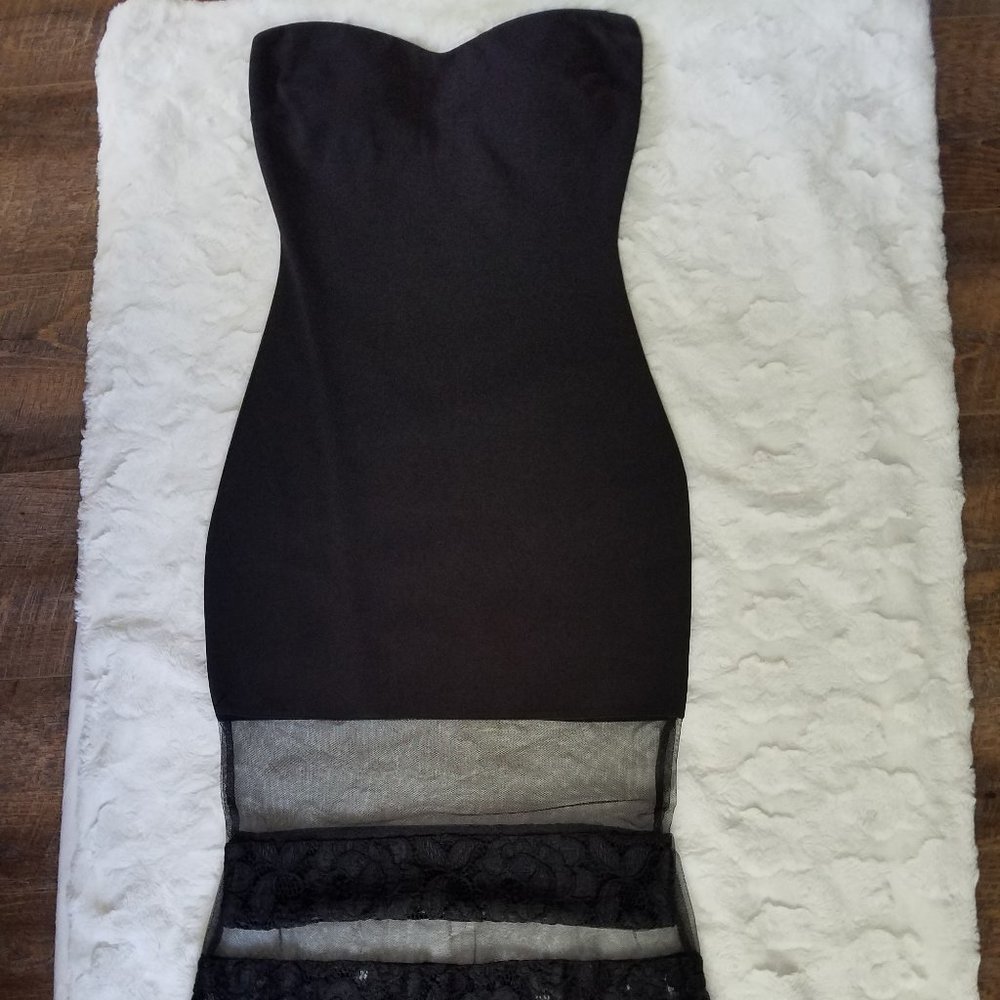 Black strapless floor length dress